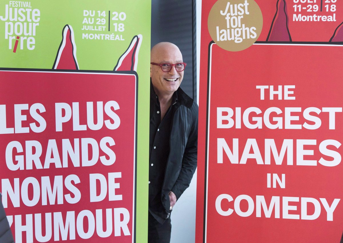 Comedian Howie Mandel, one of the new co-owners of the Just for Laughs comedy festival, is seen at the company's headquarters Tuesday, May 15, 2018 in Montreal. There's a report Bell Canada and entertainment giant evenko are getting involved as partners in the Just For Laughs comedy festival. La Presse is saying the two companies will own 51 per cent of the venture and that the transaction will be made official by mid-June.