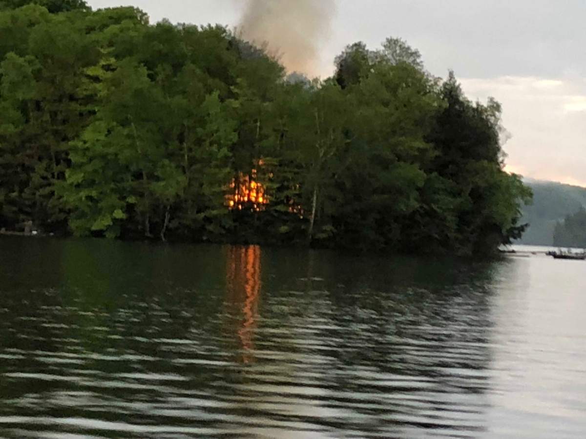 Dysart firefighters had to use a boat to access the fire on Hunter Island