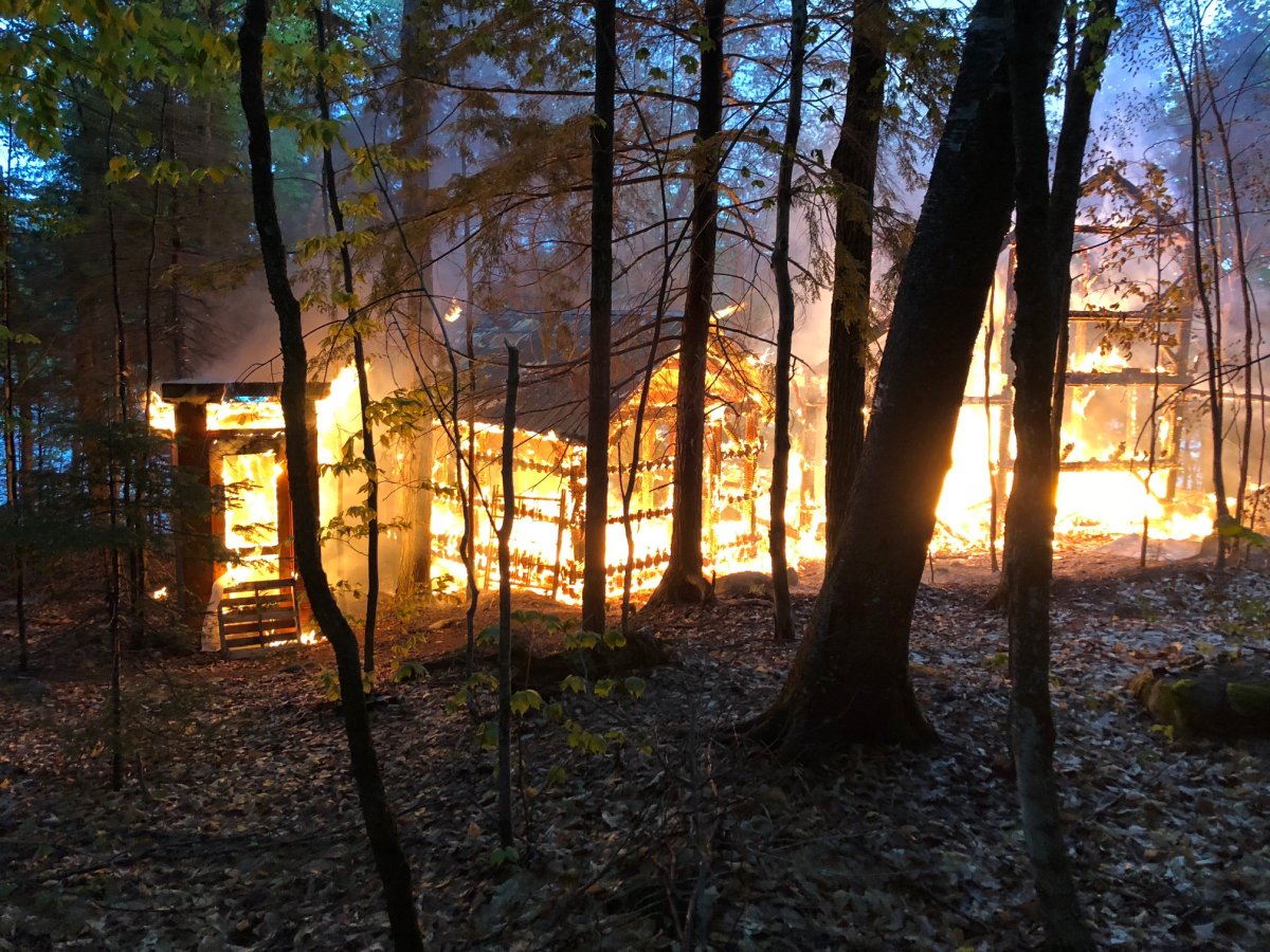Fire on Hunter Island on Red Stone Lake in Haliburton County destroyed a cottage and two sheds.