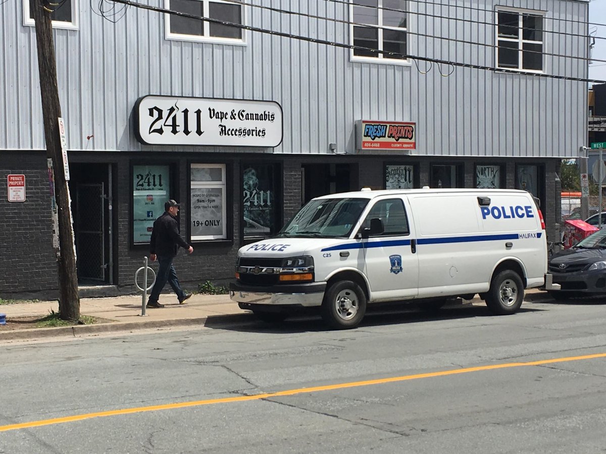 Police are investigating a break-in at a cannabis dispensary in Halifax, Nova Scotia on May 16, 2018.