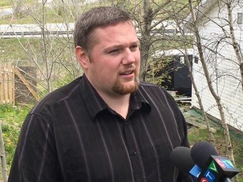 Alex McConnachie speaks to media on May 17, 2018