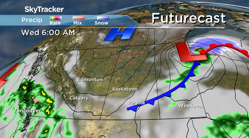 A cold front sweeping through early Wednesday will drop daytime highs into the mid-teens for the rest of the week.