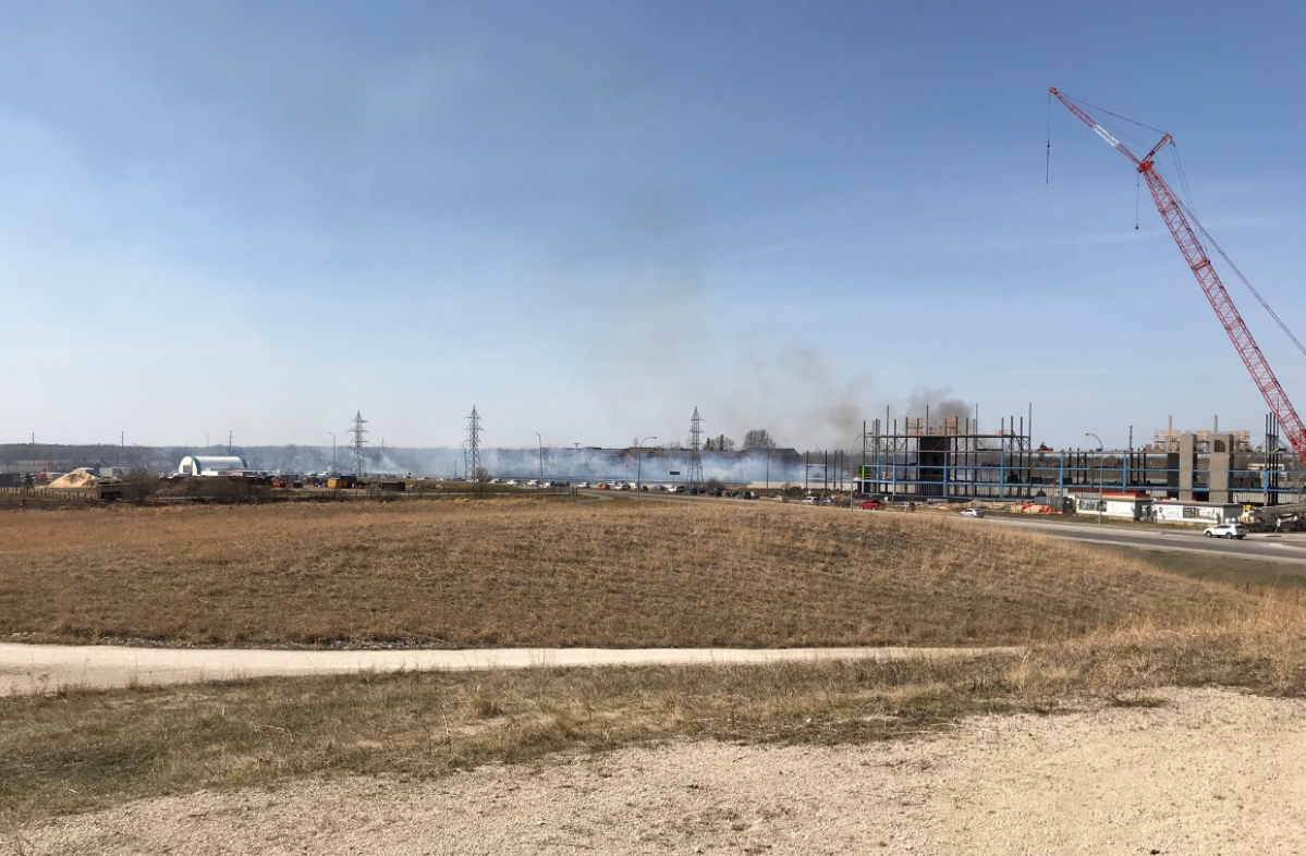 A look at the blaze from near Wilkes Avenue. 