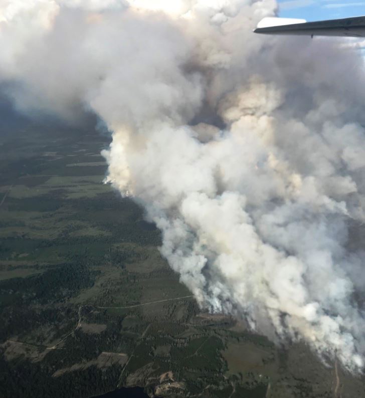 The Allie Lake wildfire as seen from the air.