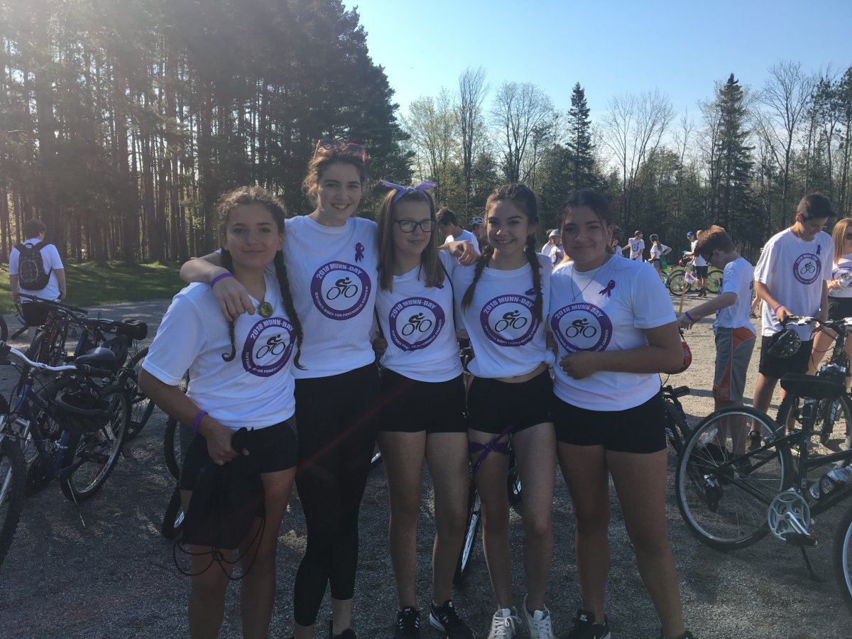 Grade eight students at Guthrie Public School get ready to embark on a 30 km bike ride in support of Pancreatic Cancer Canada. 