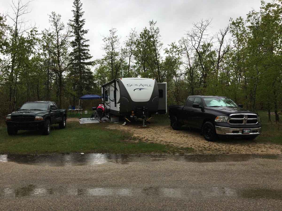 First a fire ban, now rain - neither make for ideal camping conditions, but that isn't keeping people away from Birds Hill Provincial Park. 
