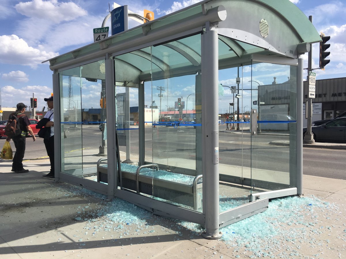 A vehicle crashed into a bus shack at McPhillips and Logan on Monday afternoon. 