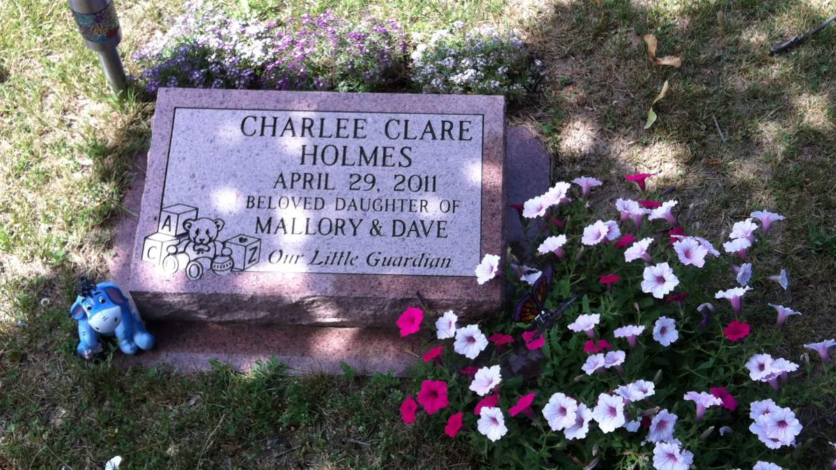Charlee Clare Holmes’ grave in Orillia, Ontario.                                                                                                                                                              Credit: Holmes family