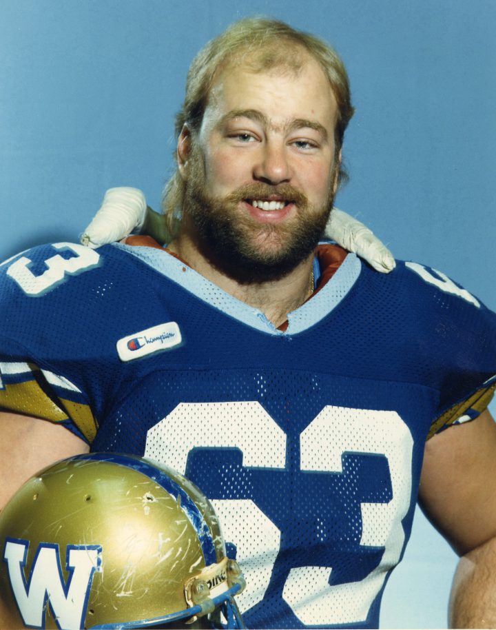Winnipeg Blue Bombers’ lineman Chris Walby is shown in this 1987 photo.