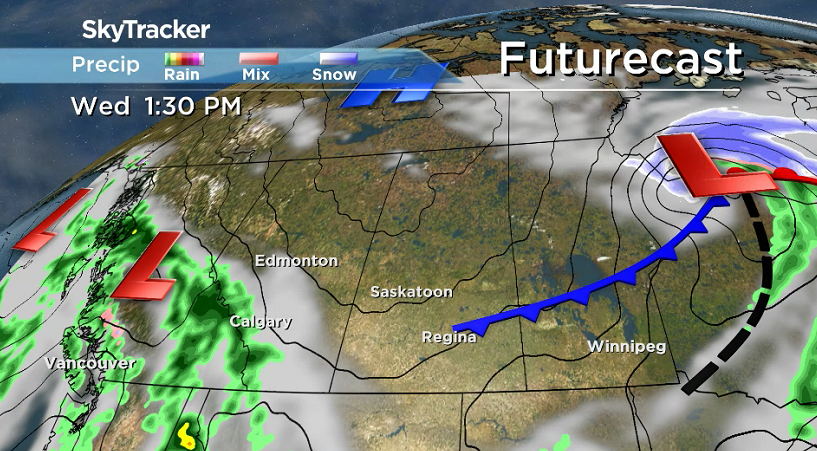 Cold front dropping through knocks temperatures back on Wednesday.