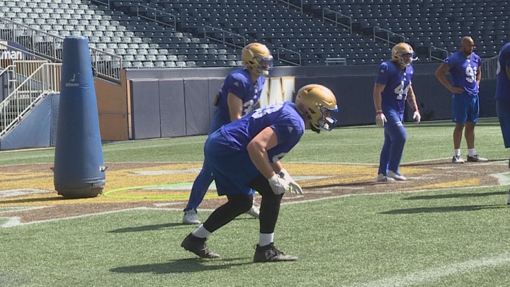 Winnipeg Blue Bombers defensive end Craig Roh takes part in a practice in this 2018 file photo.