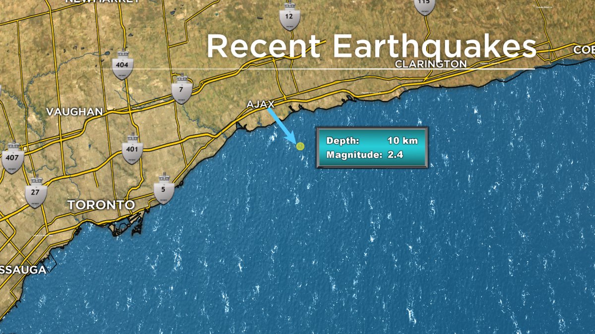 Earthquakes Canada says the quake took place shortly before 5:30 p.m. Tuesday, May 8 about 15 kilometres south of Ajax, Ont.