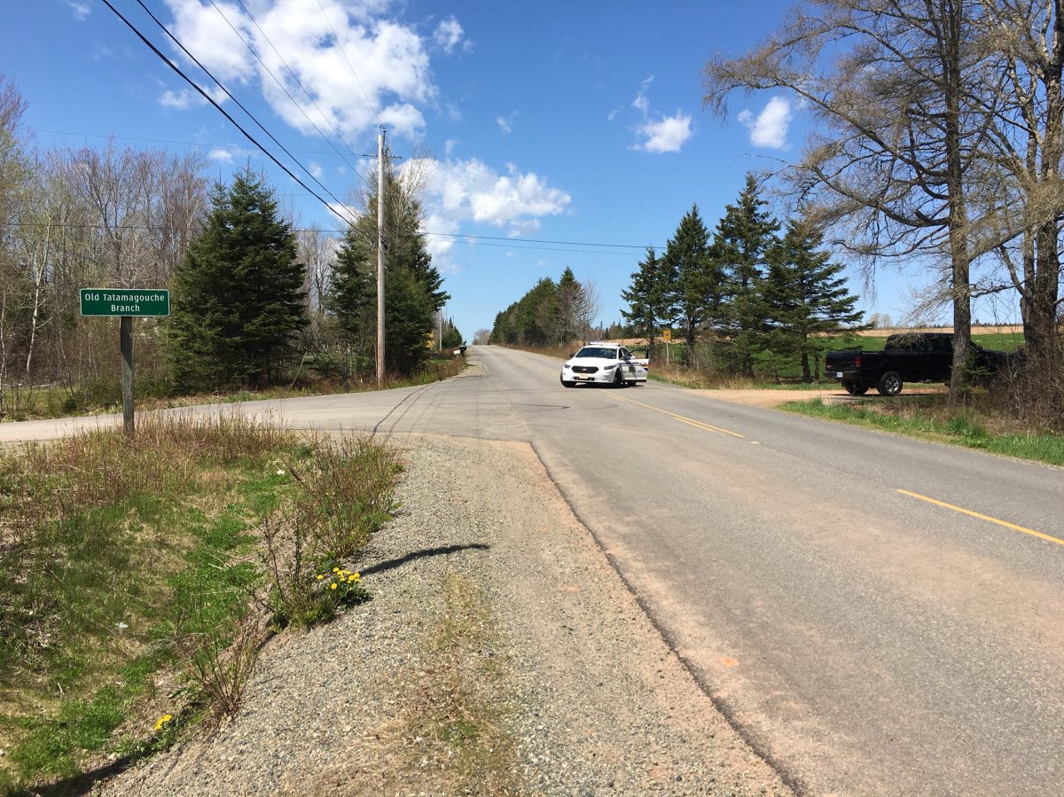 Nova Scotia RCMP blocked off a large section of Onslow Mountain Road near Truro, N.S., as a result of a standoff on May 13, 2018.