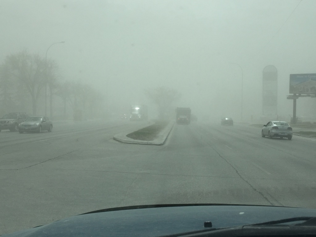 Blowing soil and dust  are creating hazy conditions around Winnipeg. 