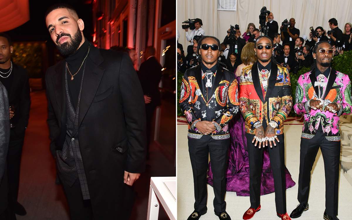 (L-R): Drake and The Migos (Takeoff, Quavo and Offset).