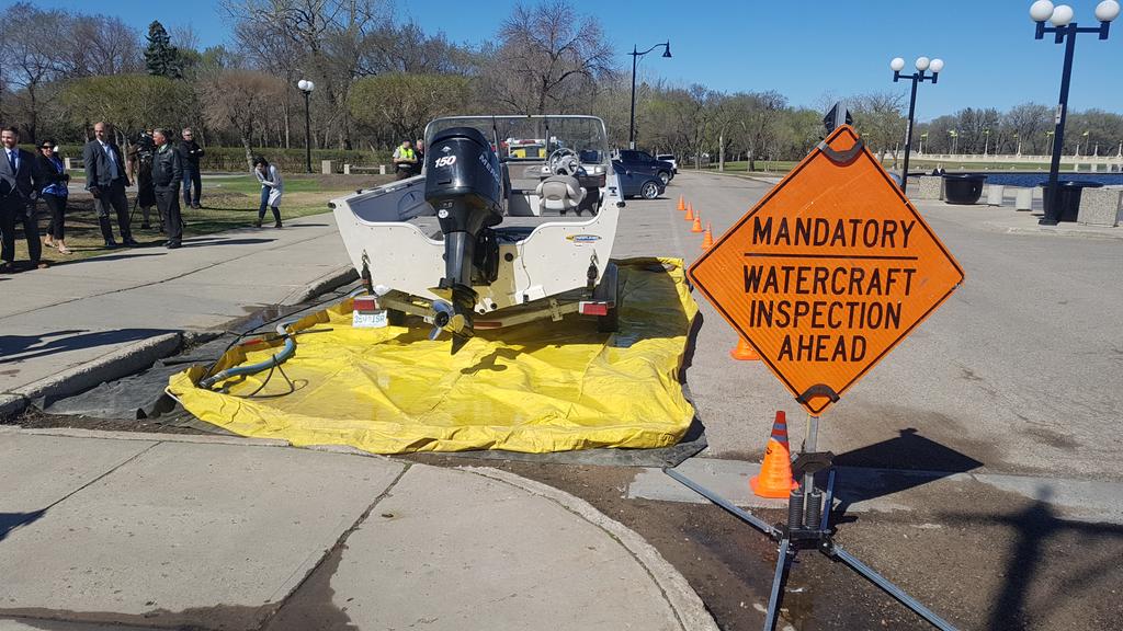 On May 9, the environment ministry inspected boats for aquatic invasive species that could be brought into the province on boat hulls and inside boats.