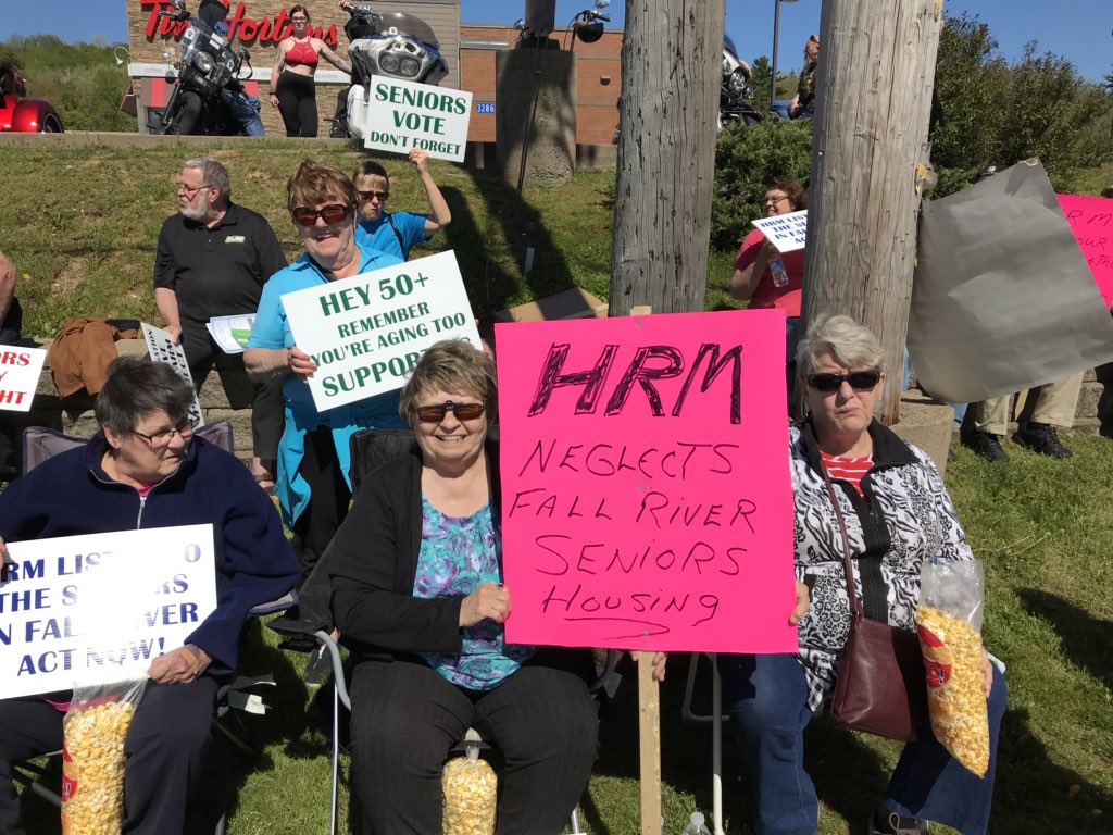 A rally was held to support a housing development for seniors in Fall River, N.S., on May 30, 2018.