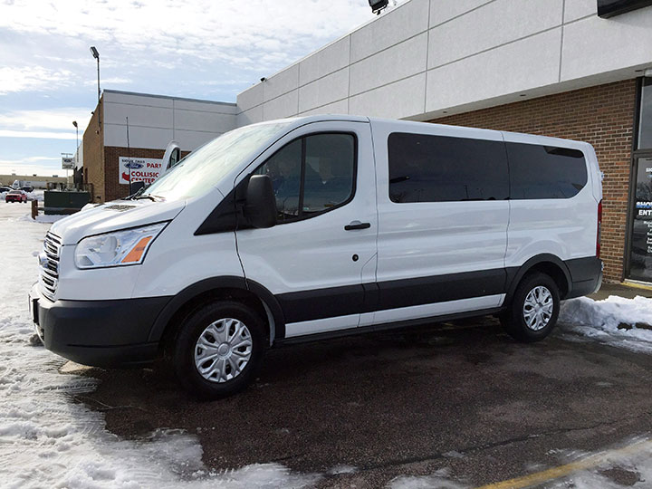 In this Nov. 23, 2015 file photo shows a 2016 Ford Transit wagon van near Sioux Falls, S.D.  
