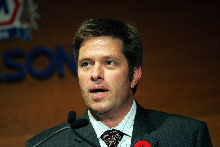 Gord Stellick, radio color commentator for the Toronto Maple Leafs speaks at the Hockey Hall of Fame, for induction ceremony on November 7, 2005 in Toronto.