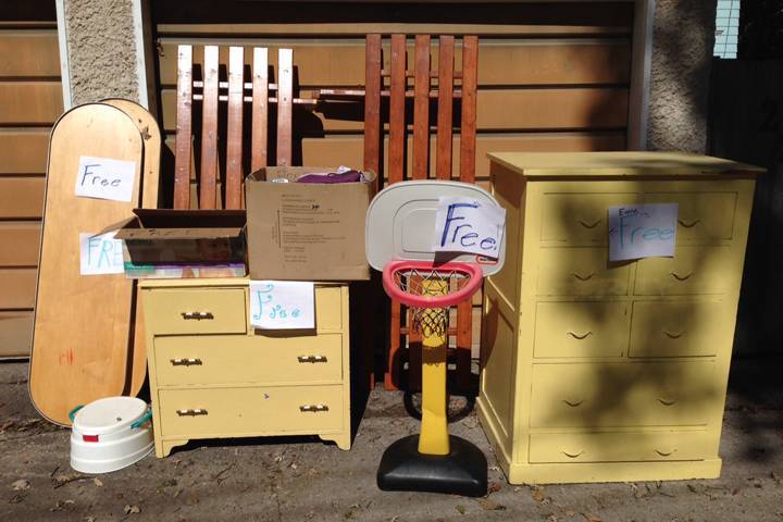 Items put out for a past curbside giveaway weekend in Wildwood Park.