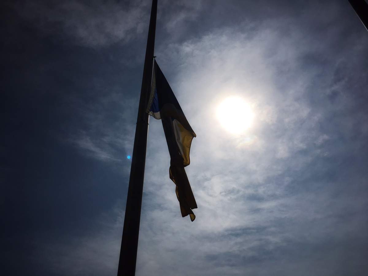 Flags at Winnipeg's City Hall fly at half mast after an employee died at the city's water treatment plant.