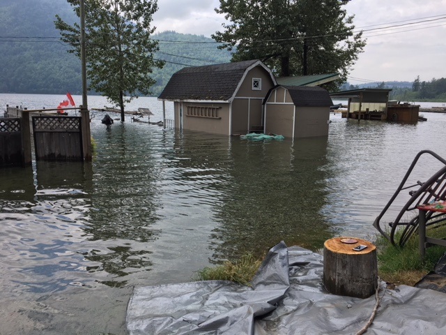 Flooding in Harrison Bay, where an evacuation order was issued for five properties on Wednesday.