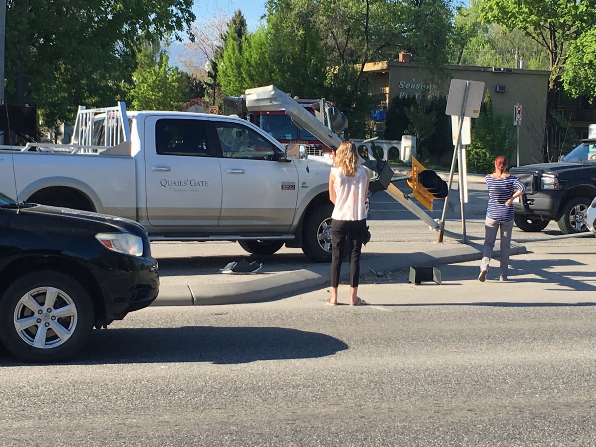 This accident has snarled traffic in Kelowna on Tuesday morning.