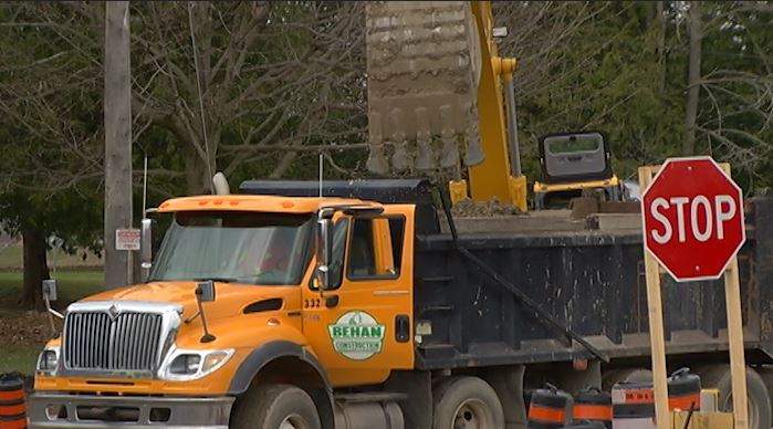Work is underway on the replacement of storm sewers on Hilliard Street.