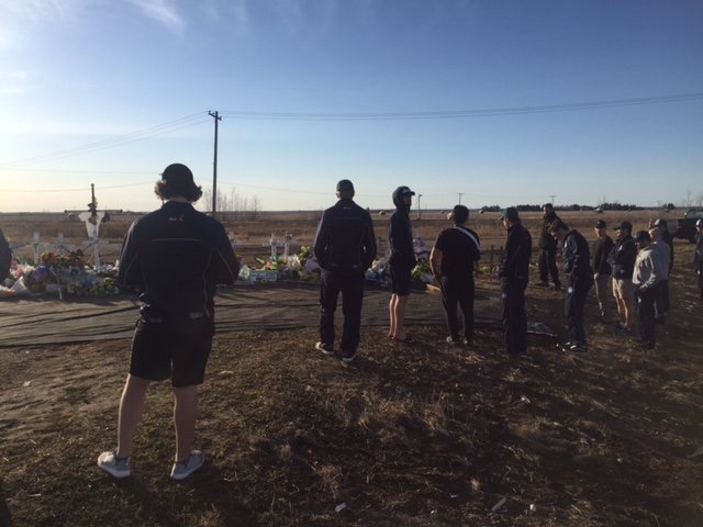 The Steinbach Pistons at the site of the crash.