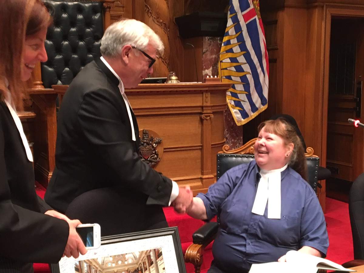 Longtime B.C. Legislature employee Libby Sorenson retired on Thursday. 
