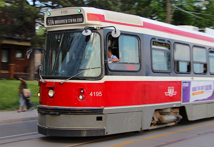 A TTC streetcar on Broadview Avenue.