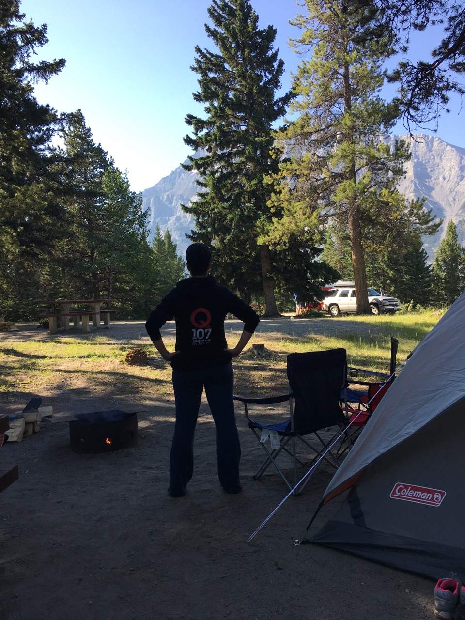 My family camped in Banff after hiking Johnston Canyon. What a boring view, huh?