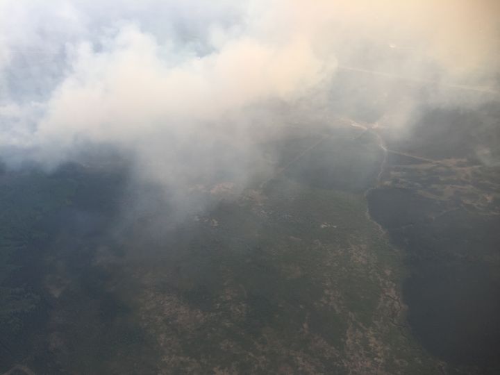 An aerial photo of the Janvier-area wildfire taken on May 24, 2018.