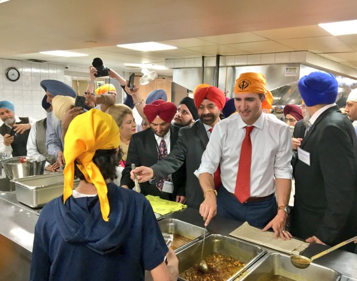 Prime Minister Justin Trudeau visits Gurdwara Millwoods in Edmonton on May 14, 2018.