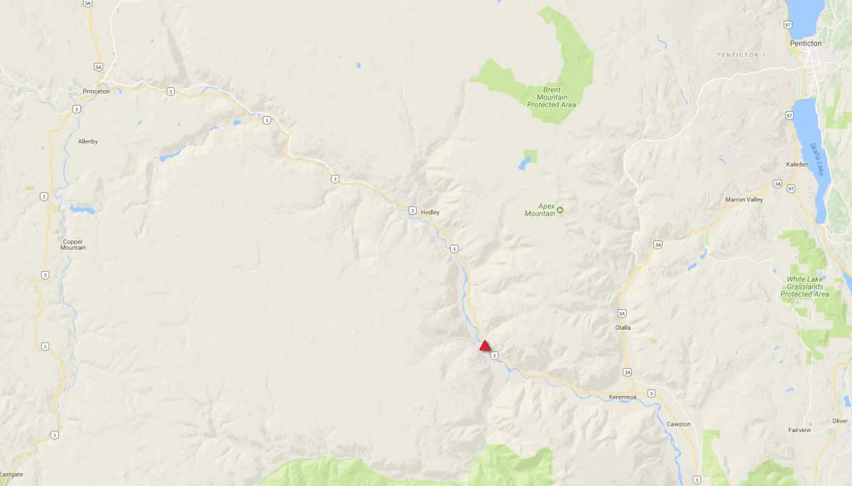 Highway 3 is closed 14 km west of Keremeos.