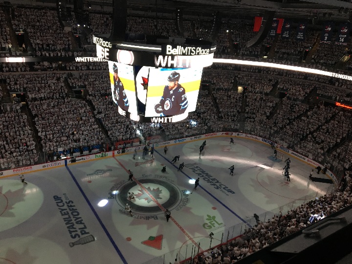 The Winnipeg Jets come out for game two of the Western Conference Final against the Vegas Golden Knights.