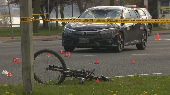 Police say they're investigating after a cyclist was struck by a vehicle Tuesday afternoon.
