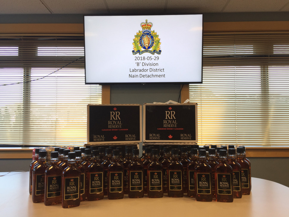 A photo of the illegal alcohol seized by RCMP in Nain, Newfoundland and Labrador.
