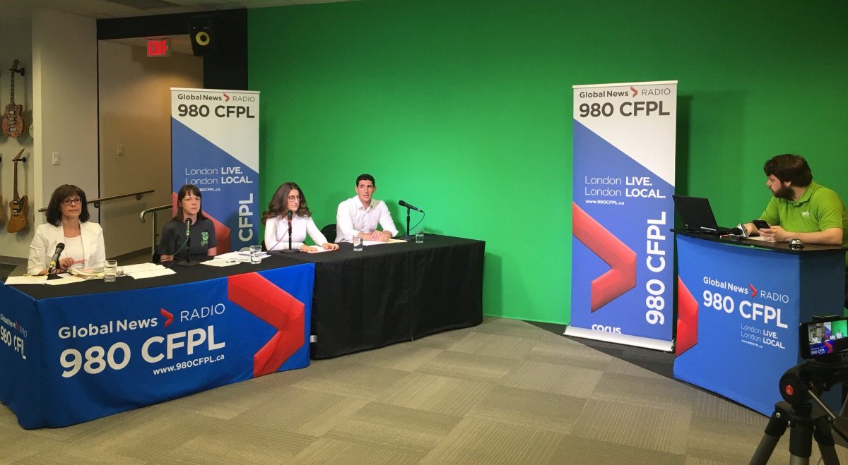 New Democrat Teresa Armstrong, the Green Party's Lisa Carriere, , Liberal Lawvin Hadisi,. and Progressive Conservative Eric Weniger attended 980 CFPL's second debate Friday morning.