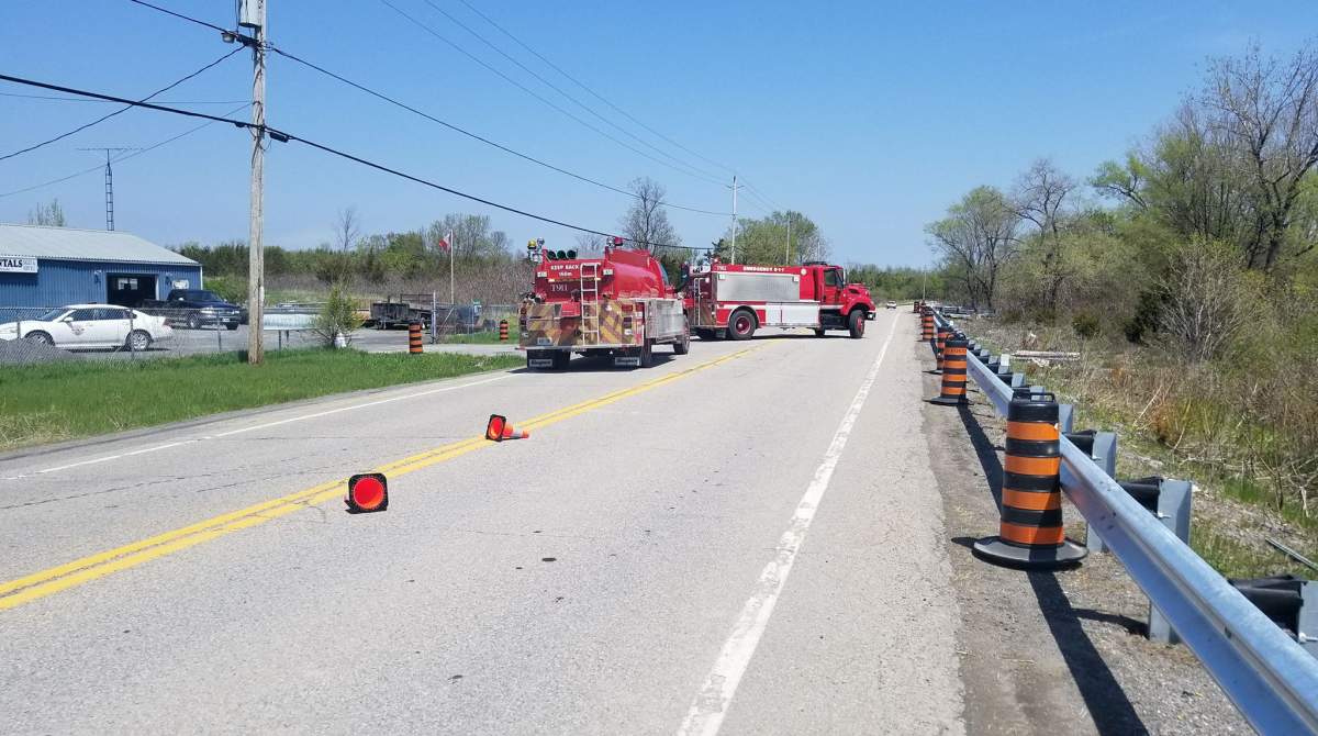 Highway 33 was closed just west of Amherstview due to a house fire.
