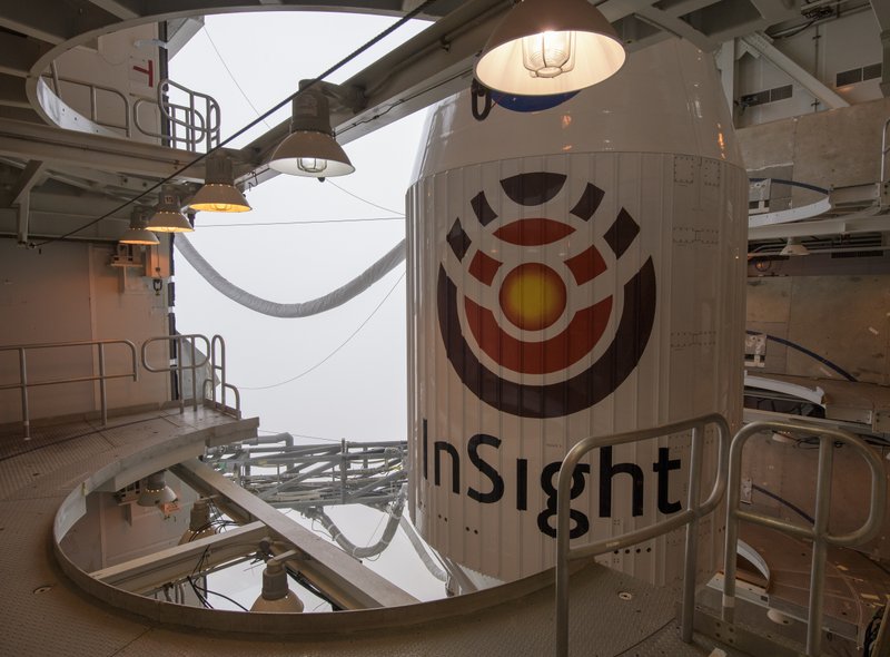 NoneIn this image released by NASA, a United Launch Alliance (ULA) Atlas-V rocket with NASA’s InSight onboard awaits launch, Friday, May 4, 2018, at Vandenberg Air Force Base, Calif. The rocket is set to launch early Saturday.