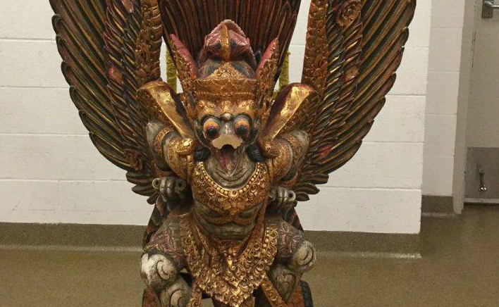 A wooden totem that was found on the street in North Vancouver on May 7, 2018.