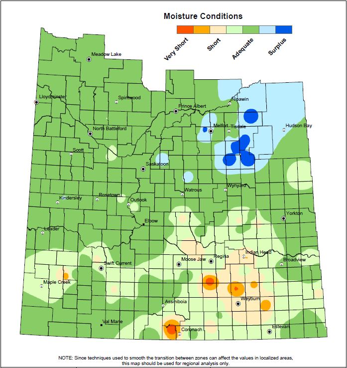 Moisture conditions in the south and south east of the province are considered short.