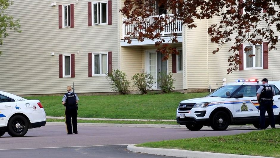 There was a heavy police presence in the Teesdale Street area of Moncton on Tuesday evening after reports of a man carrying two firearms.