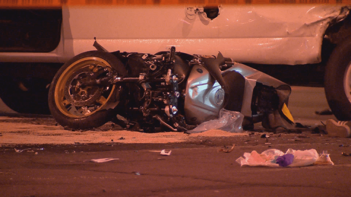 A motorcyclist is dead after colliding with a van in Pointe-Claire. Friday, 18 May 2018.
