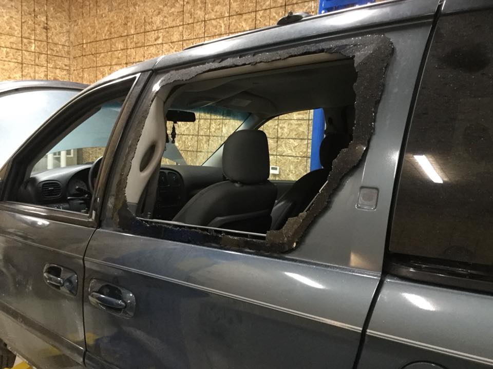 Pete De Vos discovered the windows smashed to his vehicle and items stolen outside the Oakwood Community Centre on Saturday night.