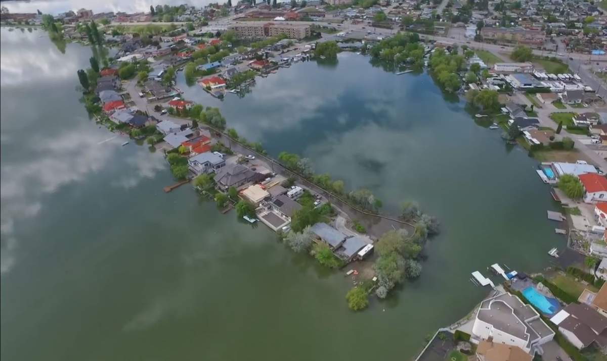 Osoyoos Lake is at flood stage. 