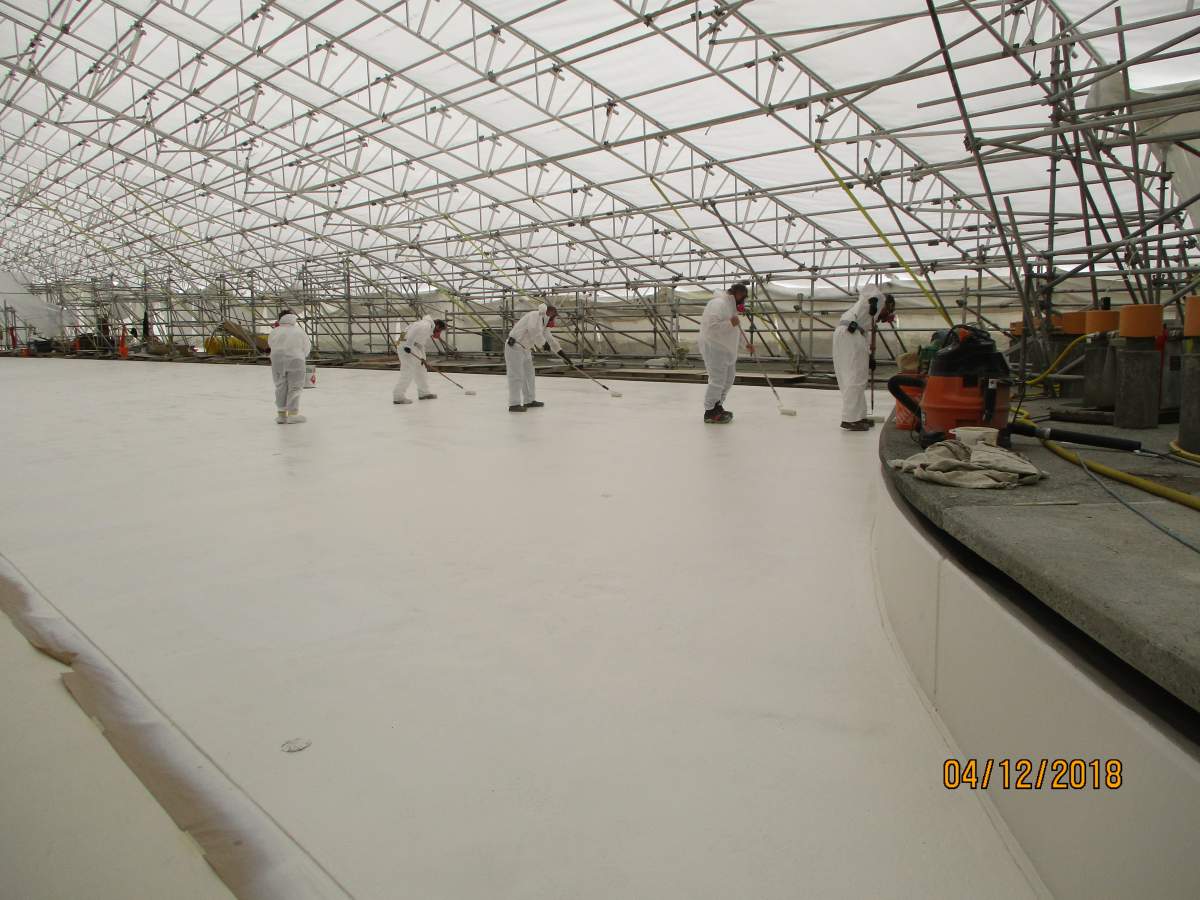 Painting the Kits Pool basin, 2018.