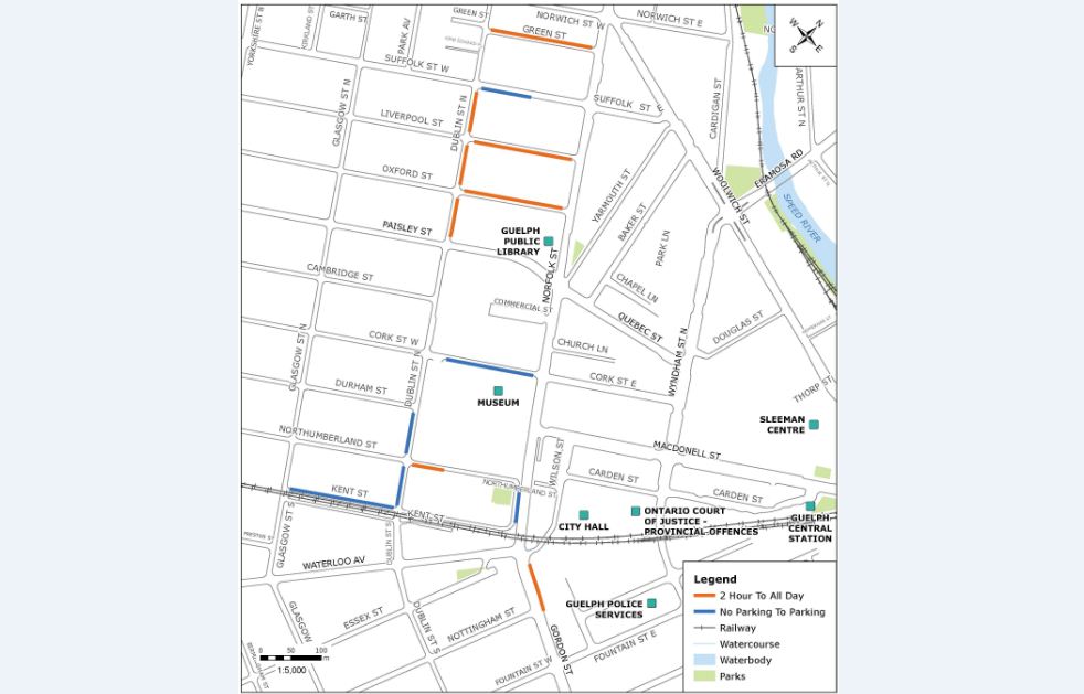 Guelph city councillors will vote on a motion that could free up more on-street parking spots near the downtown core.