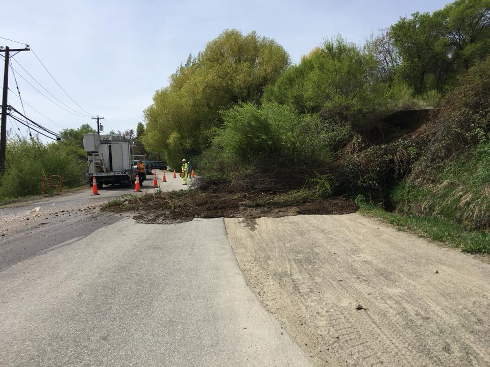 Landslide closes Princeton Avenue in Peachland Thursday afternoon. 